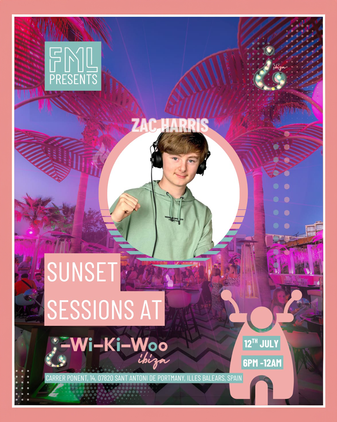Zac Harris WikiWoo Ibiza artist card — UK tech house talent