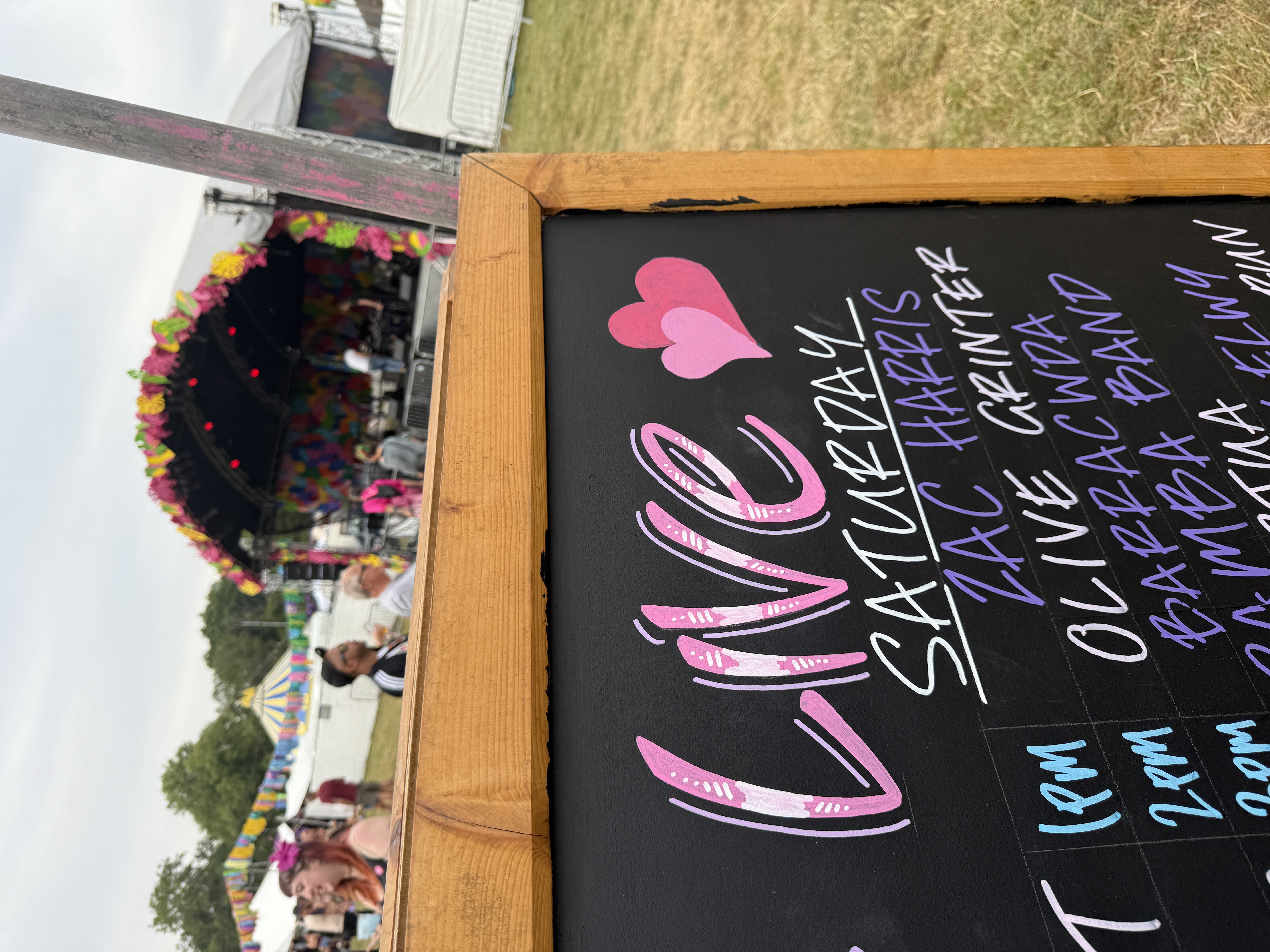 Big Love Festival mainstage lineup chalkboard